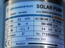 Load image into Gallery viewer, Hybrid 4" AC/DC Submersible Solar bore water pump 0.8HP 600W