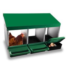 Load image into Gallery viewer, Triple Chicken steel nesting box with roll away egg chute - Three holes
