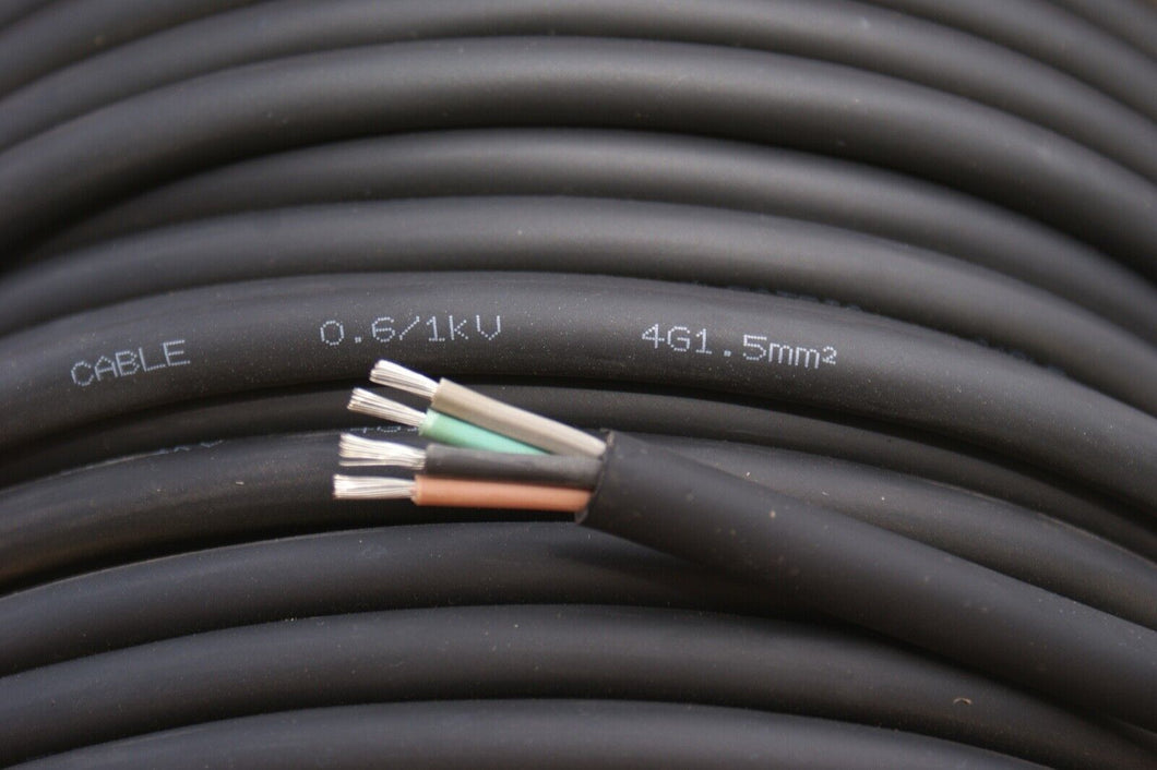 FLEXIBLE RUBBER 4G CABLE (3 CORE & EARTH) 1.5MM- BY THE METER