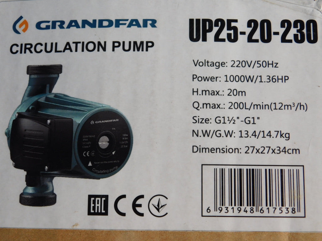 Circulating hot water pump GRANDFAR UP25-20-230 (1000W)