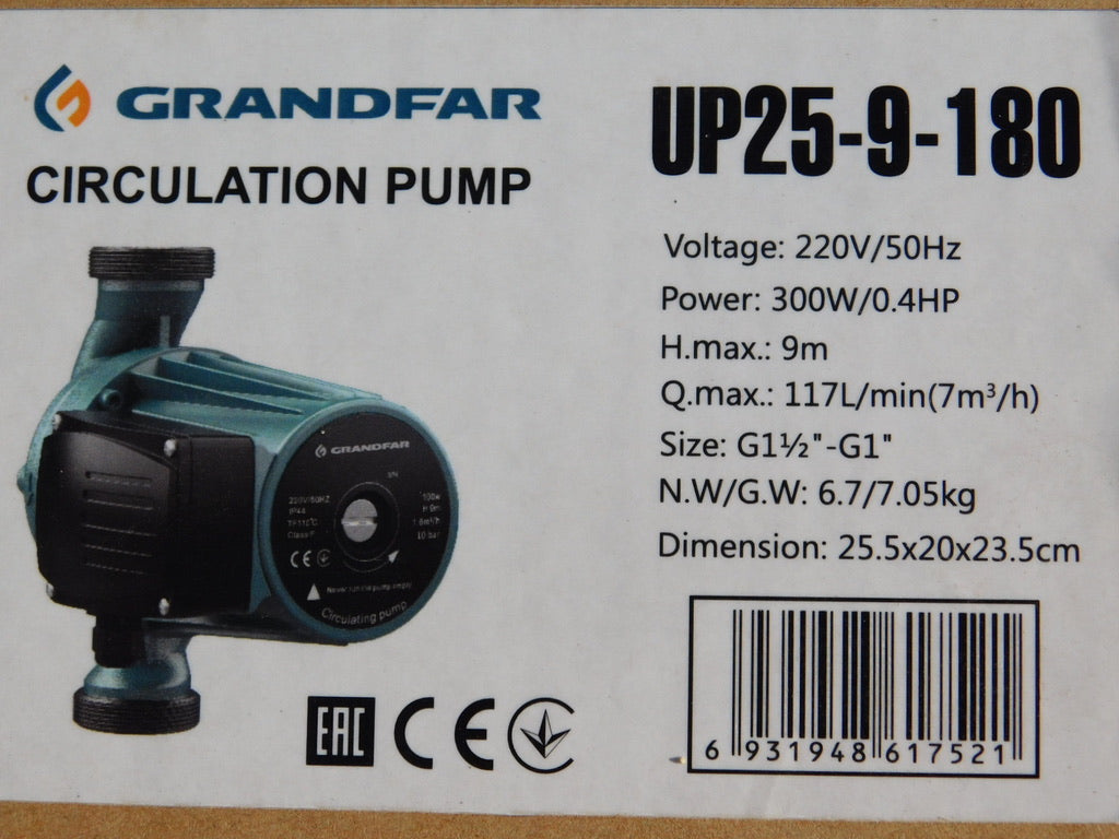 Circulating hot water pump GRANDFAR UP25-9-180