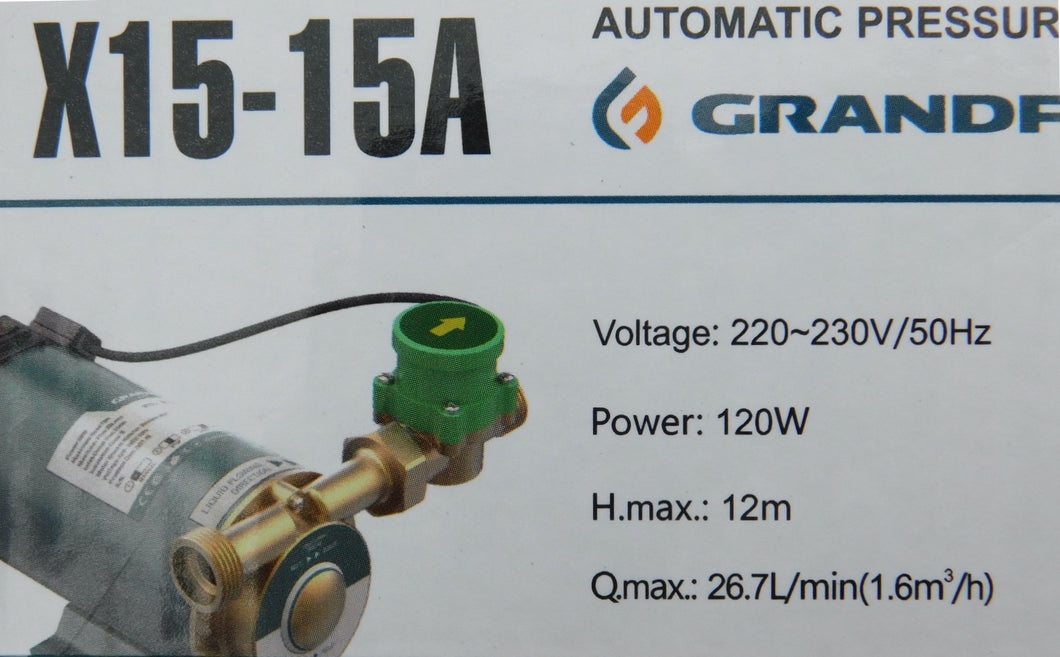 120W Automatic Circulating pressure booster water pump GRANDFAR