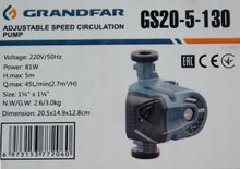 Load image into Gallery viewer, Circulating hot water pump GRANDFAR GS20-5-130
